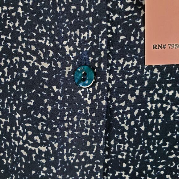NWT Violet & Claire Navy Blue Speckled Button Down Silky Blouse Size Medium - Picture 10 of 12